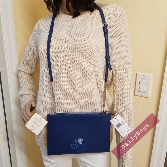 NWT KATE SPADE 100% AUTHENTIC POSTCARD CROSSBODY OFF THE GRID OCEAN BLUE NOVELTY - Picture 6 of 12